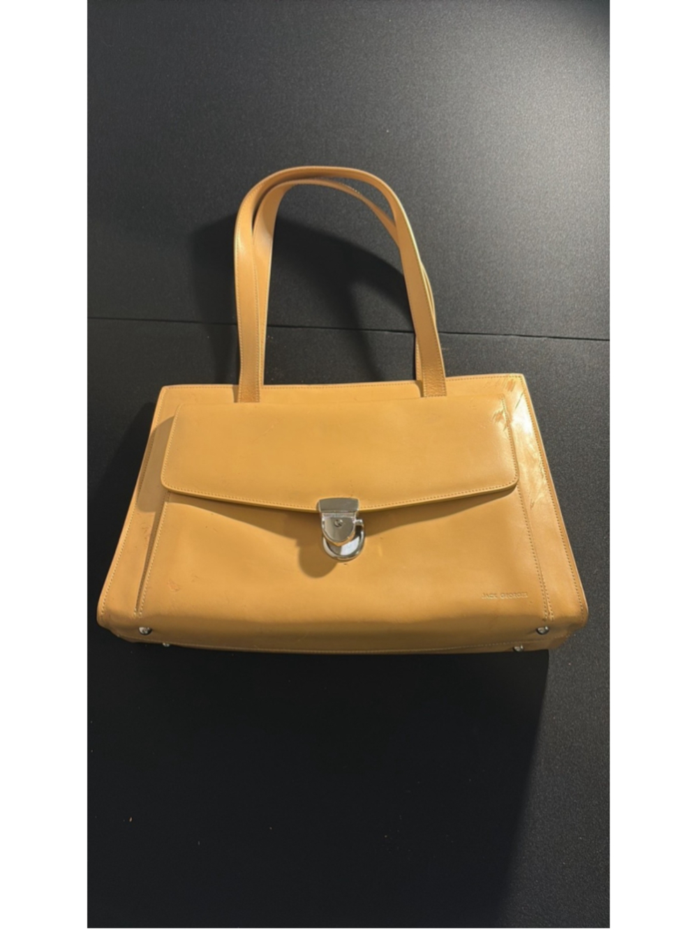 Jack Georges Vintage Tan Leather Satchel Tote Bag